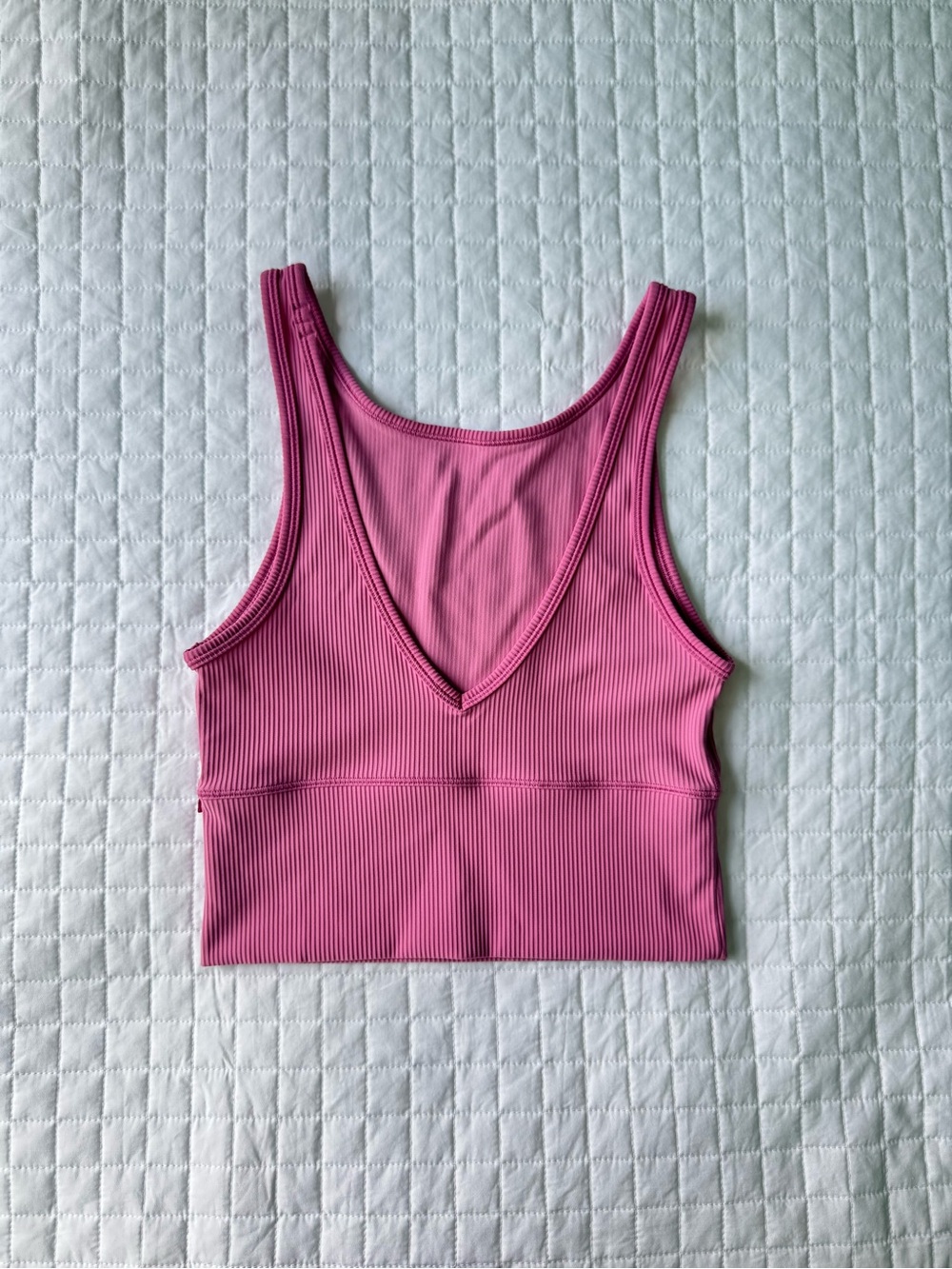 Lululemon Ribbed Pink Crop Tank Top - Picture 2 of 3